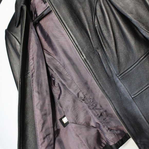 EXPRESS Women’s Black Leather Zip Jacket Size 6 | Motorcycle | Biker | Coat - Picture 4 of 8